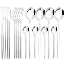 Axyaa Stainless Steel Black Cutlery Set - 16Pcs Mirror Dinnerware Kitchen Silverware Set