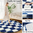 Axyaa Checkerboard Round Rug: Soft Plush Circular Carpet for Home Decor and Nursery