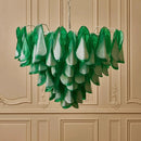 Axyaa Large Glass Chandelier: Pink Green Petal Pendant Light