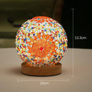 Axyaa LED Stained Glass Desk Lamp - Bohemian Style Warm Dimming, USB Power