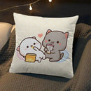 Axyaa Peach Cat Soft Cushion Cover 45x45 for Bed Sofa Home Decor