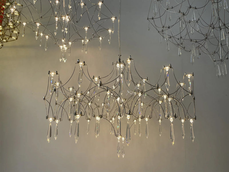 Axyaa Crystal Chandelier: Luxury Modern Living Room Ceiling Light