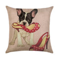 Axyaa Dog Linen Cushion Cover 45*45cm - Home Sofa Decor Pillowcase