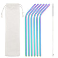 Axyaa Stainless Steel Straws Set 6Pcs with Cleaner Brush - Reusable Eco-Friendly Drinkware