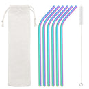 Axyaa Stainless Steel Straws Set 6Pcs with Cleaner Brush - Reusable Eco-Friendly Drinkware