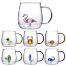 Axyaa 3D Cartoon Animal Glass Cup - Cute Single Layer Cup for Water, Coffee, Juice