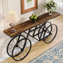 Axyaa Industrial Bicycle Metal Base Console Table, 70.9" Extra Long Narrow Sofa Entryway