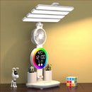 Axyaa Rechargeable LED Table Lamp with Fan, Clock Display - Study and Desk Lighting