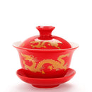 Axyaa Large White Porcelain Gaiwan Tea Set with Zisha Teacup