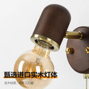 Axyaa Walnut LED Glass Wall Lamp with Switch, Vintage Style for Bedroom, Balcony, and Aisle