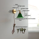 Axyaa Vintage Industrial Green Glass Wall Light with Switch