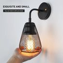 Axyaa Retro Industrial Wall Lights with LED Fixture, Wrought Iron Wind Net Shade for Home and Restaurant