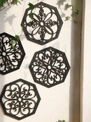 Axyaa Wooden Boho Wall Decor Set - Hexagon & Square Carved Designs