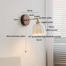 Axyaa Ceramic LED Wall Lights Wood Base Copper Rotate Bedside Lamp Sconce