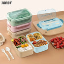 Axyaa 3-Compartment Lunch Box & Tableware Set for School Work Camping Bento Box
