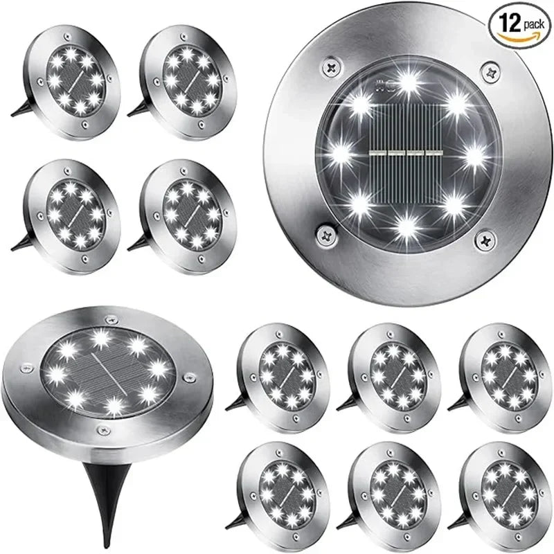Axyaa Solar Disk Light: Outdoor Garden Spotlight Deck Lamp - Buried LED Decoration