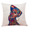 Axyaa African Women Face Print Cushion Cover - 45x45cm Home Decor Pillowcase