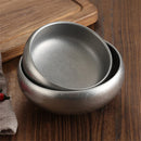 Axyaa Stainless Steel Double-Layer Bowl Set Snow Gray Tableware soups Sauces BBQ