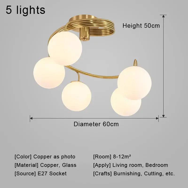 Nordic Glass Chandelier LED Light Fixture by Axyaa - Modern Living Room Decor