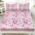 Axyaa Butterfly Fitted Sheet Set - Soft, Breathable, Non-Slip Mattress Protector