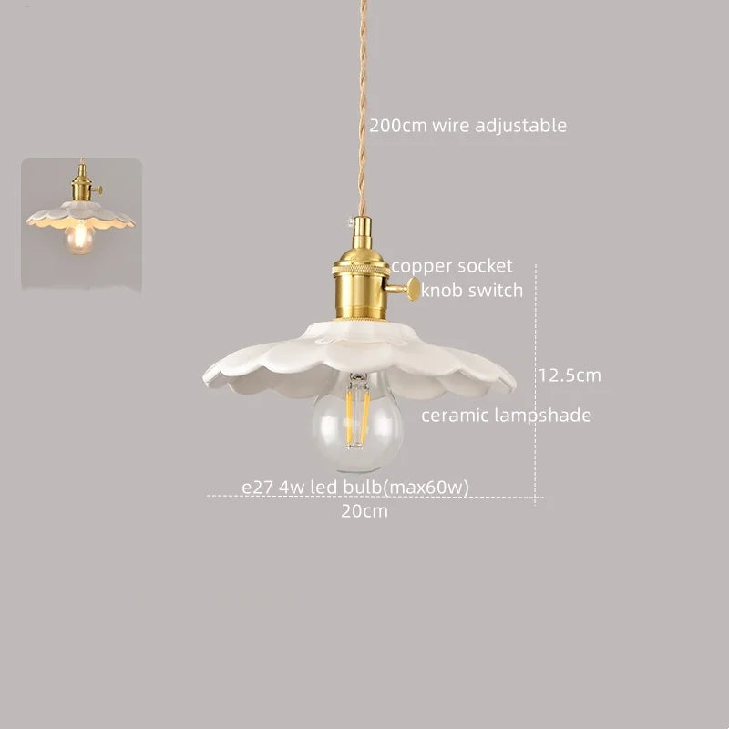 Axyaa White Ceramic LED Pendant Lamp Modern Hanging Light Fixtures