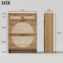 Axyaa Rattan Shoe Cabinet: 2 Flip-Top Drawers, 2 Extra Drawers, Compact Entrance Organizer