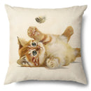 Axyaa Cartoon Kitty Cat Linen Pillowcase for Bed, Couch, and Sofa Décor