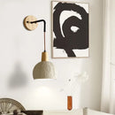 Axyaa LED Pull Chain Wall Sconce Cement Shade Wood Stair Light