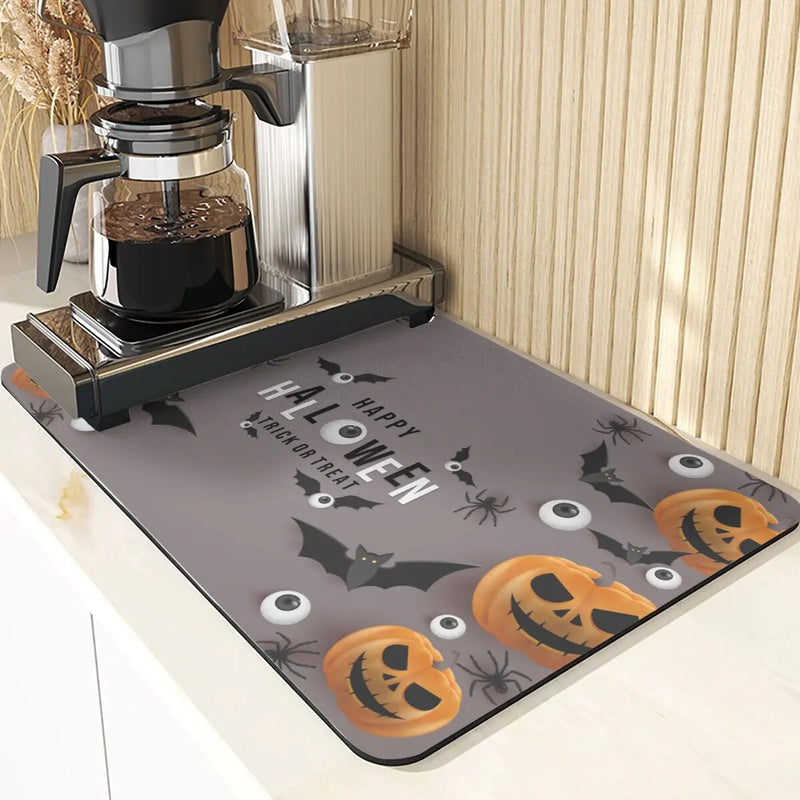 Axyaa Pumpkin Pattern Kitchen Absorbent Drying Mat & Cup Mats