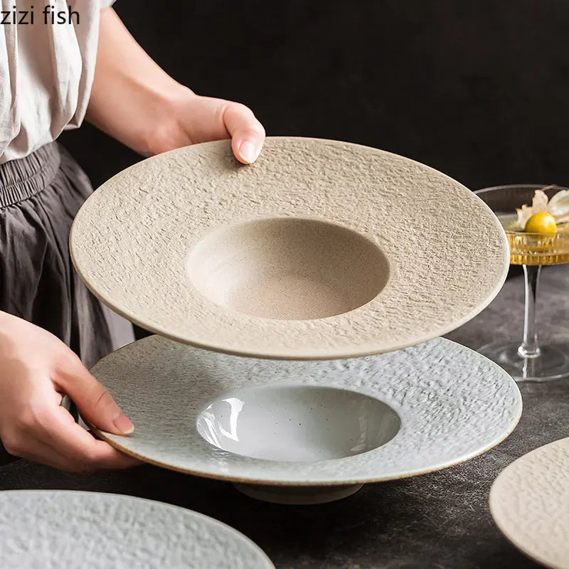 Axya Stone Pattern Ceramic Dinner Plate Set of 4