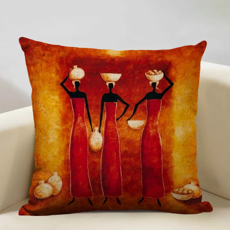 Axyaa African National Style Linen Cushion Cover 45x45cm for Sofa Decor and Artistic Home Decor