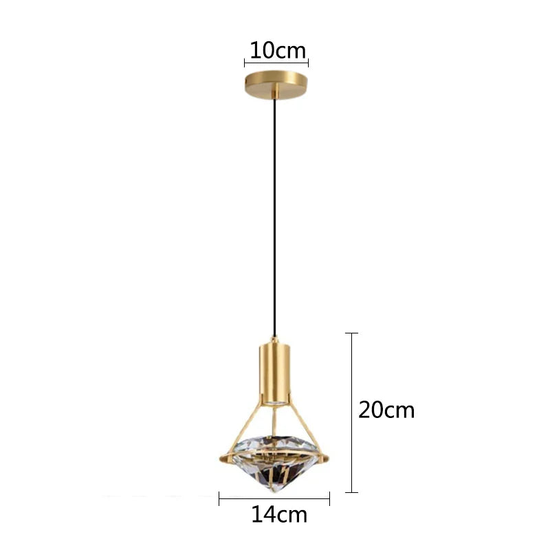 Axya Diamond Crystal Pendant Light for Luxe Decor in Restaurant Bedroom.