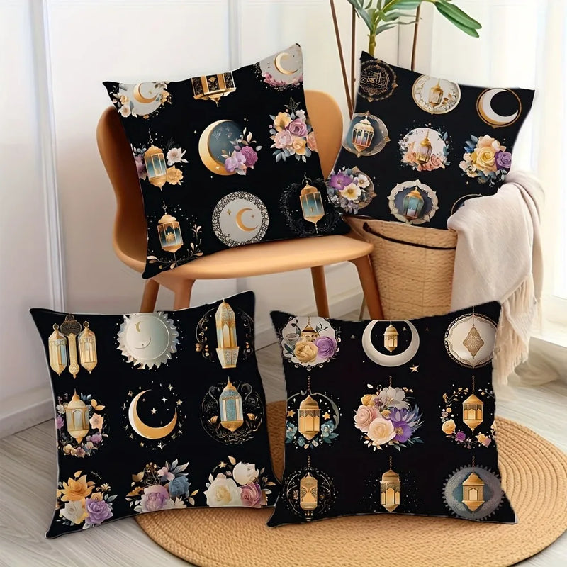 Axyaa Ramadan Floral Crescent Moon Fasting Lamp Pillowcase