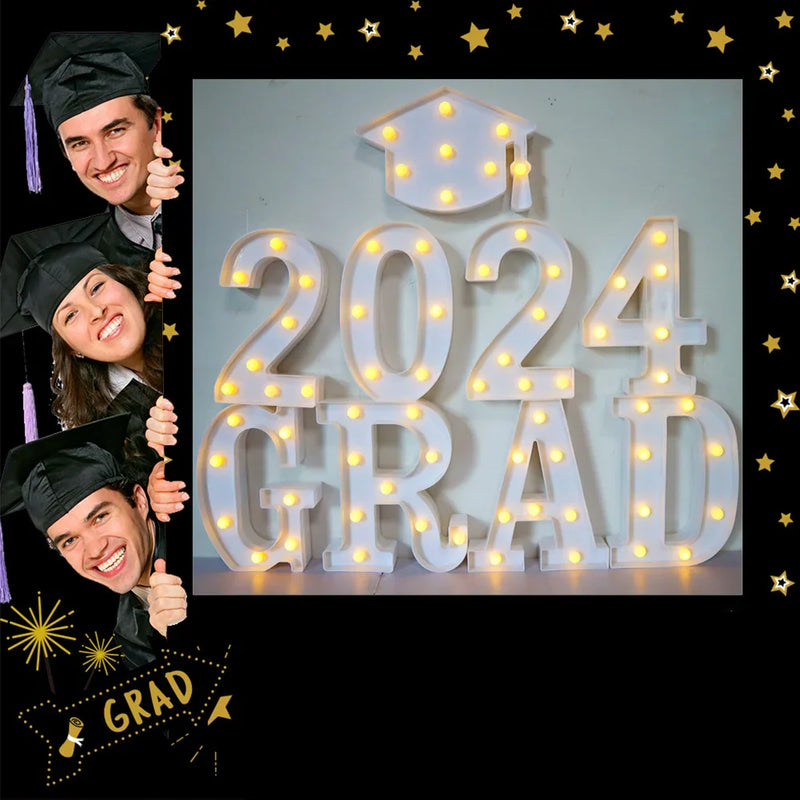 Axya LED Grad 2024 with Bachelor Cap - Class of 2024 Graduation Decorations