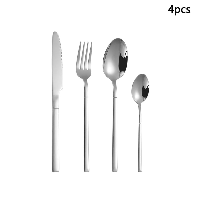 Axyaa Silver Stainless Steel Tableware Set for Home and Hotel Dining