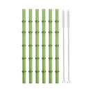 Axyaa Bamboo Design Glass Straws Set with Brush - Eco-Friendly Drinkware for Cocktails, Coffee