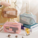 Axyaa Mesh Pillow Beauty Bag: Large Capacity Cosmetic Organizer with Partitions