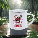 Axyaa Christmas Enamel Mugs, Santa Snowman Reindeer Design, Festive Xmas Party Cup