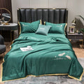Axyaa Ice Silk Embroidered Quilt Set - Luxury European Style Cooling Blanket
