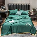 Axyaa Ice Silk Embroidered Quilt Set - Luxury European Style Cooling Blanket