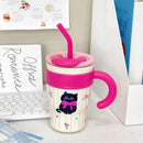 Axyaa Cute Thermos Water Bottle Insulated Stainless Steel Tumbler with Straw
