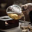 Axya Glass Boiling Teapot with Thickened Filter for Brewing Tea and Walnut Warmer