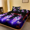 Axyaa Floral Butterfly Print Quilted Fitted Sheet for Mattresses