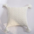 Axyaa Soft Knit Cushion Cover 45x45cm Solid Pillow Case with Tassels