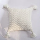 Axyaa Soft Knit Cushion Cover 45x45cm Solid Pillow Case with Tassels