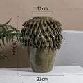 Axyaa Leaf Relief Ceramic Vase, Hand-made Porcelain Flower Pot, Floral Arrangement Accessory