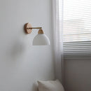 Axyaa Nordic LED Wall Light Copper Arm White Glass Bedside Lamp Balcony Living Room