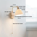 Axyaa Walnut Brass LED Wall Sconce Nordic Modern Bedside Lamp Rotatable Stair Light