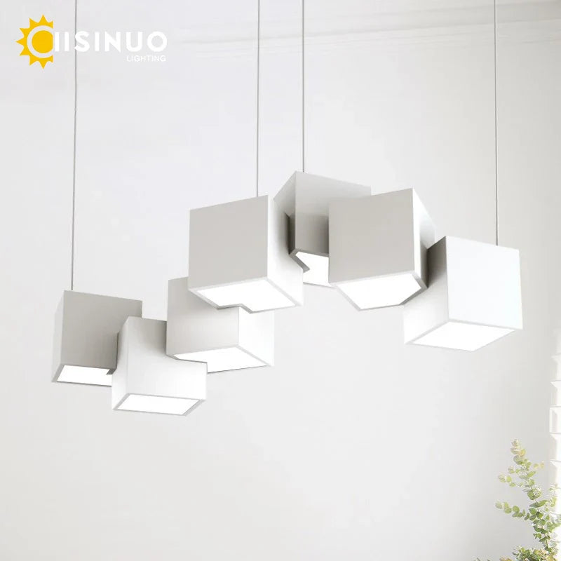 Axyaa Cube LED Chandelier for Modern Living Room Kitchen Dining Lighting