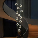 Axyaa Modern Crystal Chandelier Stair Pendant Lamp Living Room Lighting